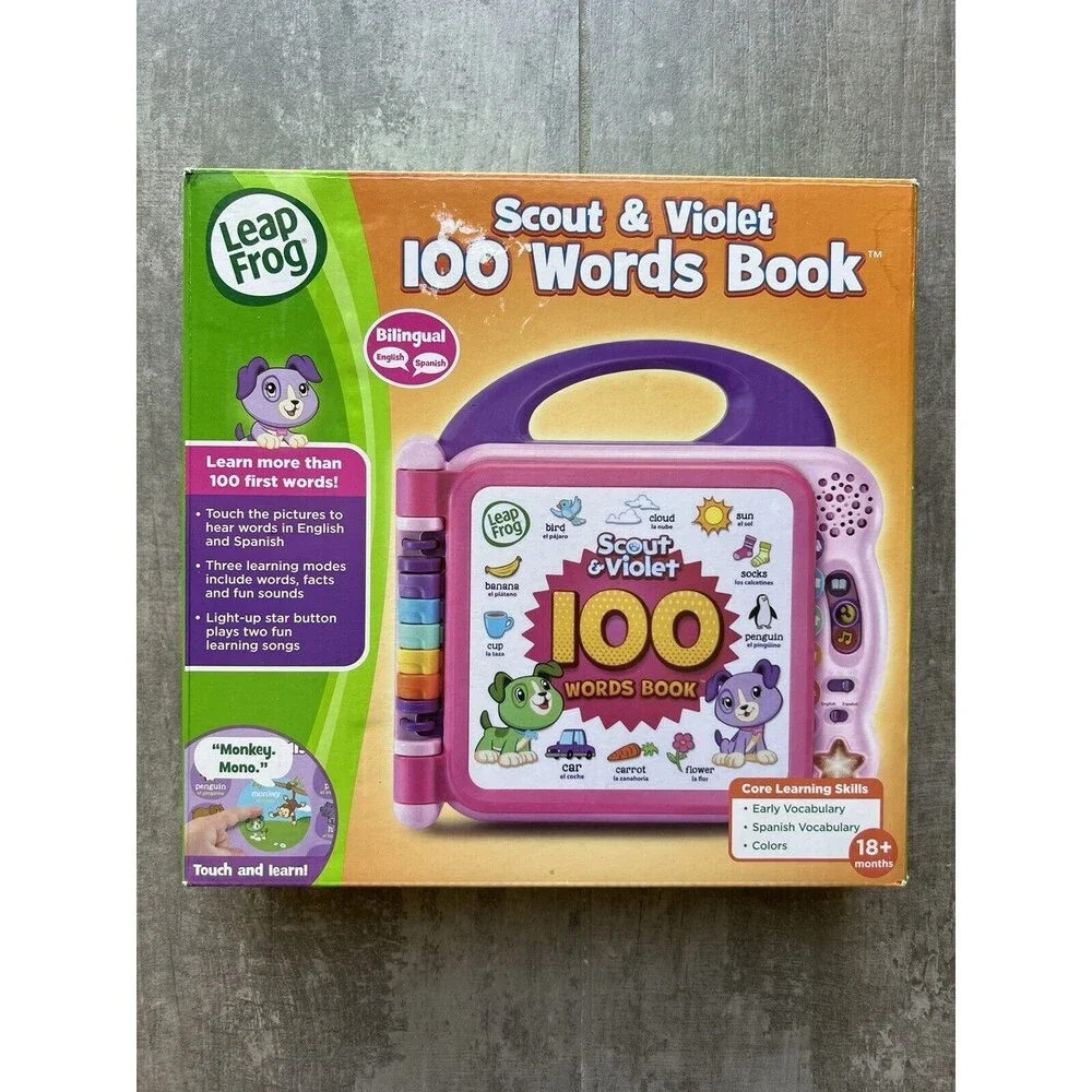Leap Frog Scout & Violet 100 Words Book Purple Pink New Learning Montessori Toy